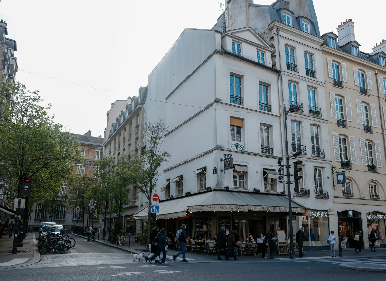 A café terrace on a Paris street corner